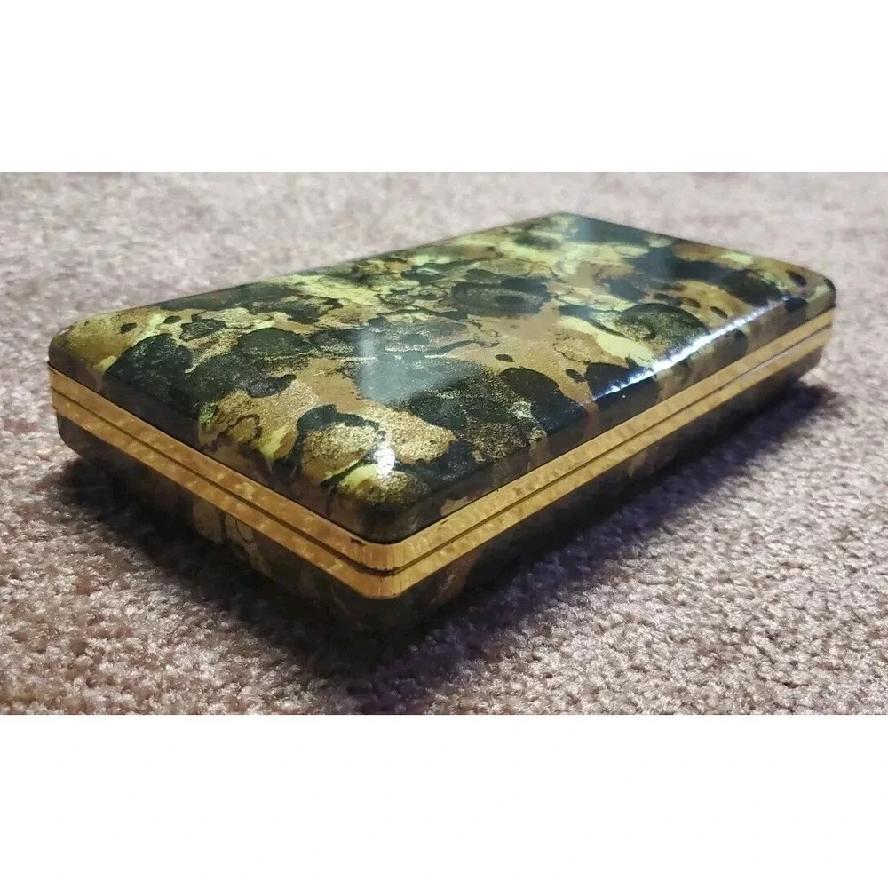 Vintage MELE Earring Jewelry Box Gold and Yellow Tortoise  Design‎ Retro 70's
